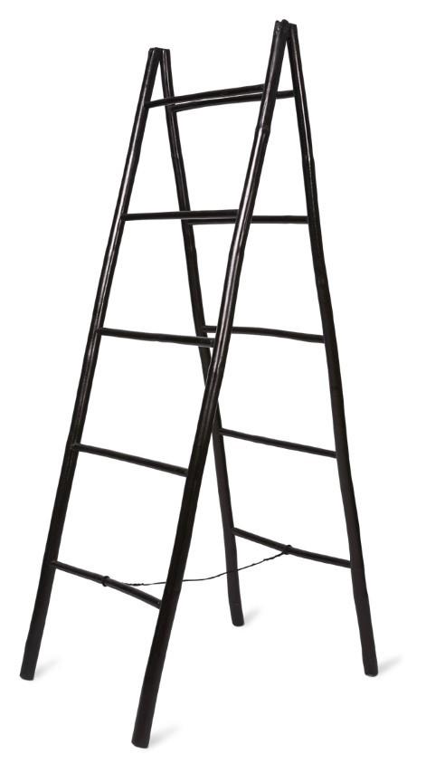 Bamboo 5 Step Ladder - Black-abc