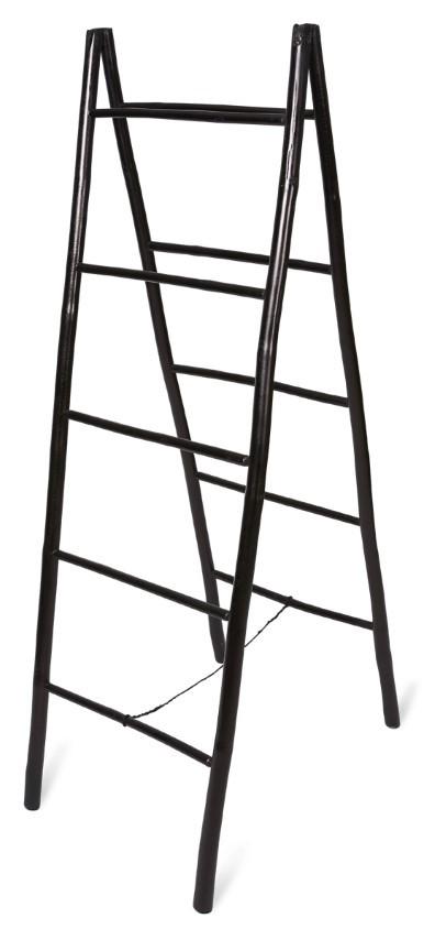 Bamboo 5 Step Ladder - Black-abc