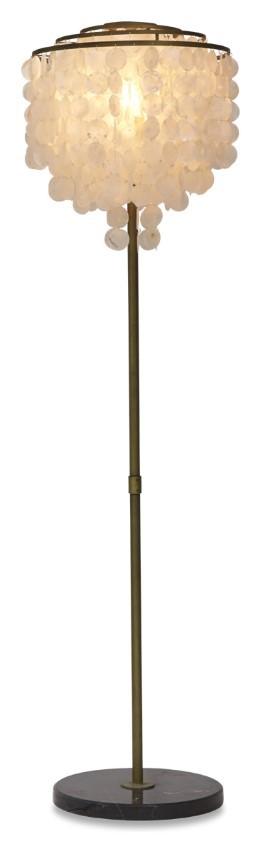 Capiz Shell Tierred Floor Lamp - Gold/Cream-abc