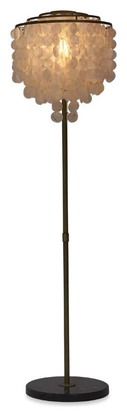 Capiz Shell Tierred Floor Lamp - Gold/Cream-abc
