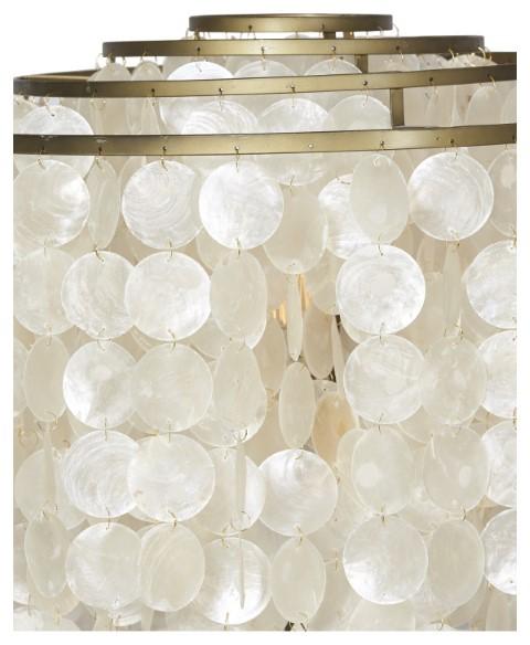 Capiz Shell Tierred Floor Lamp - Gold/Cream-abc