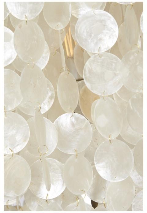 Capiz Shell Tierred Floor Lamp - Gold/Cream-abc