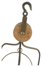 Wood Iron Glass Pulley Candle Holder Large-abc