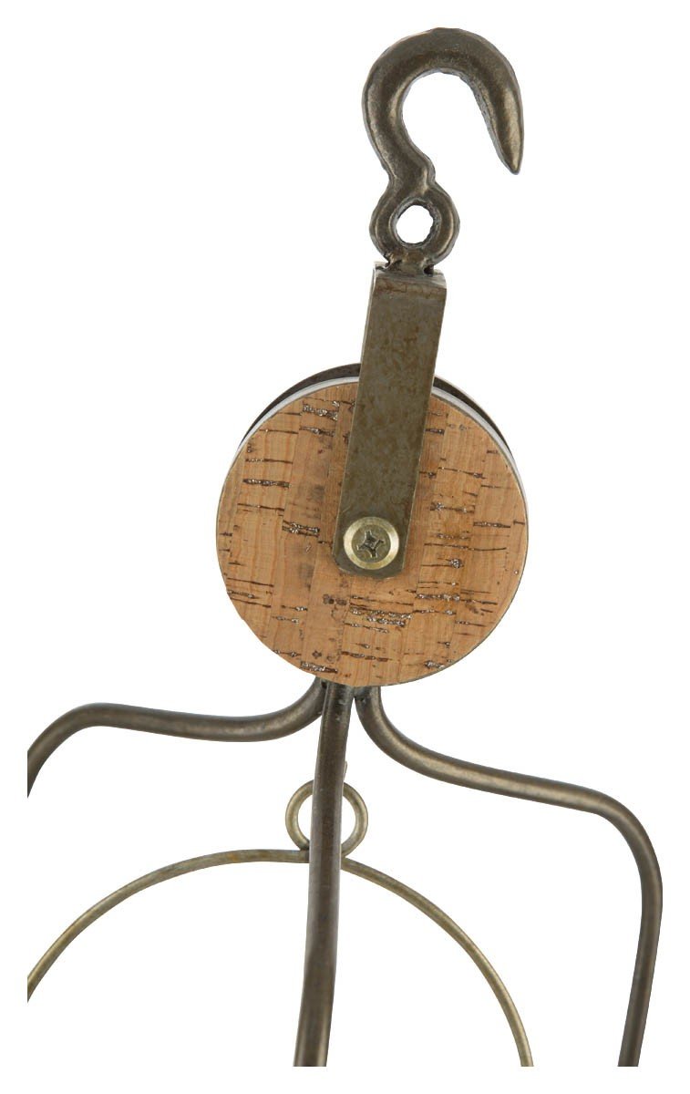 Wood Iron Glass Pulley Candle Holder Large-abc