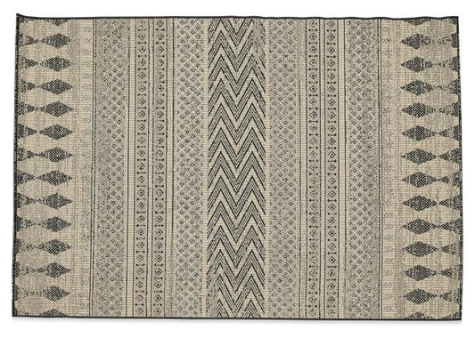 Layla Multi Print Jute Polypropylene Rug - Black/Jute-abc