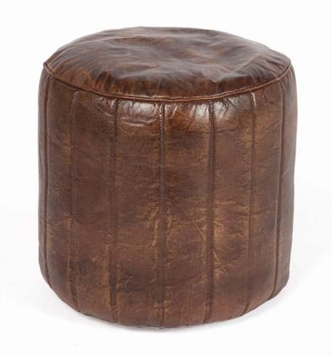 Chelsea Round Recycled Leather Pouffe-abc