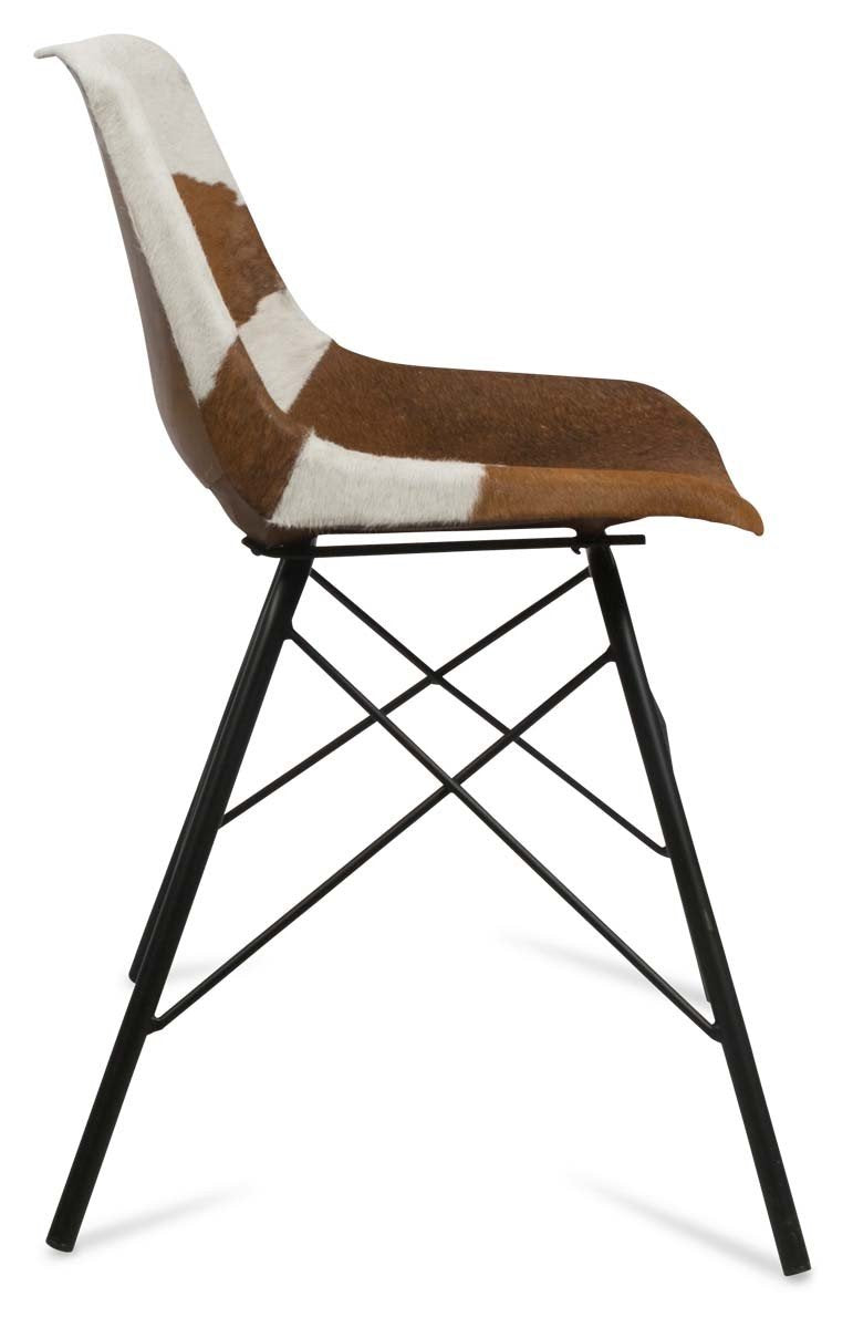 Hayden Cowhide Dining Chair with Iron Legs-abc