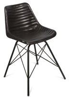Capri Leather Dining Chair with Iron Legs-abc