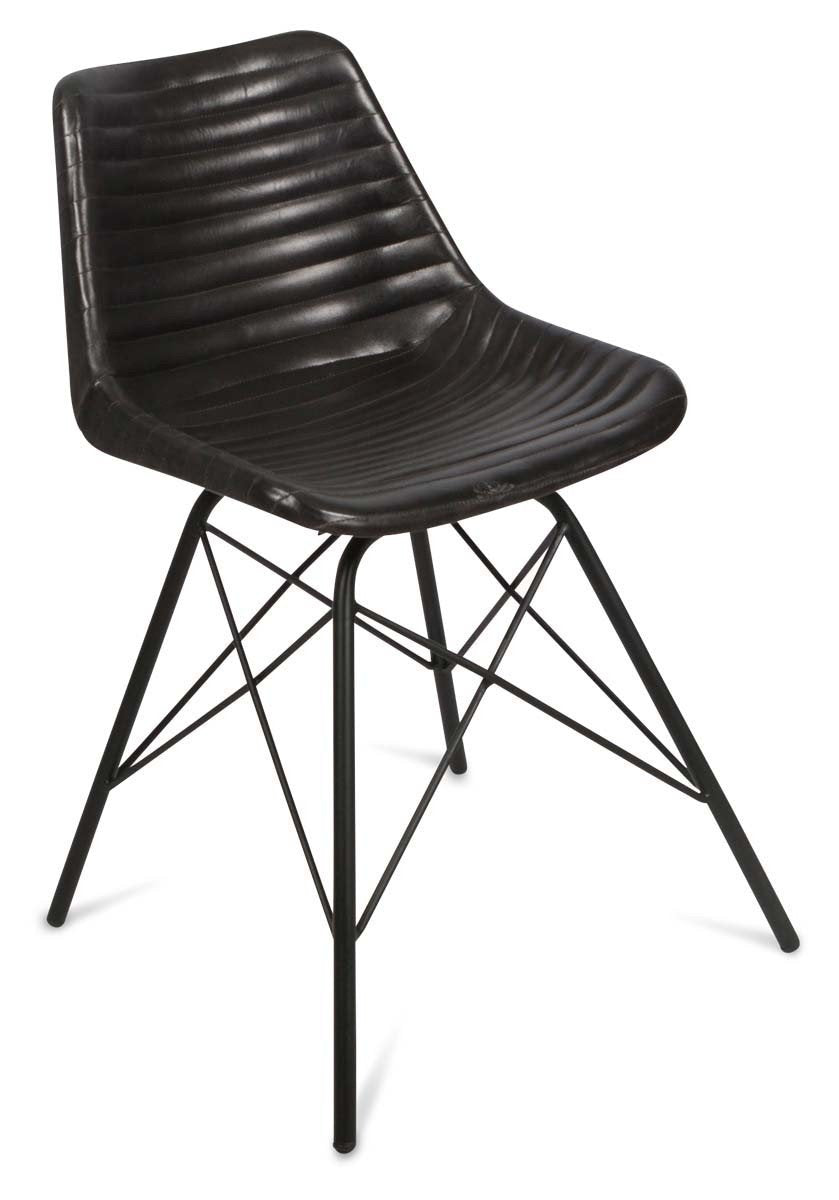 Capri Leather Dining Chair with Iron Legs-abc