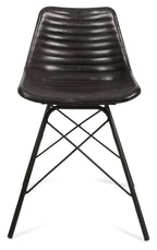 Capri Leather Dining Chair with Iron Legs-abc