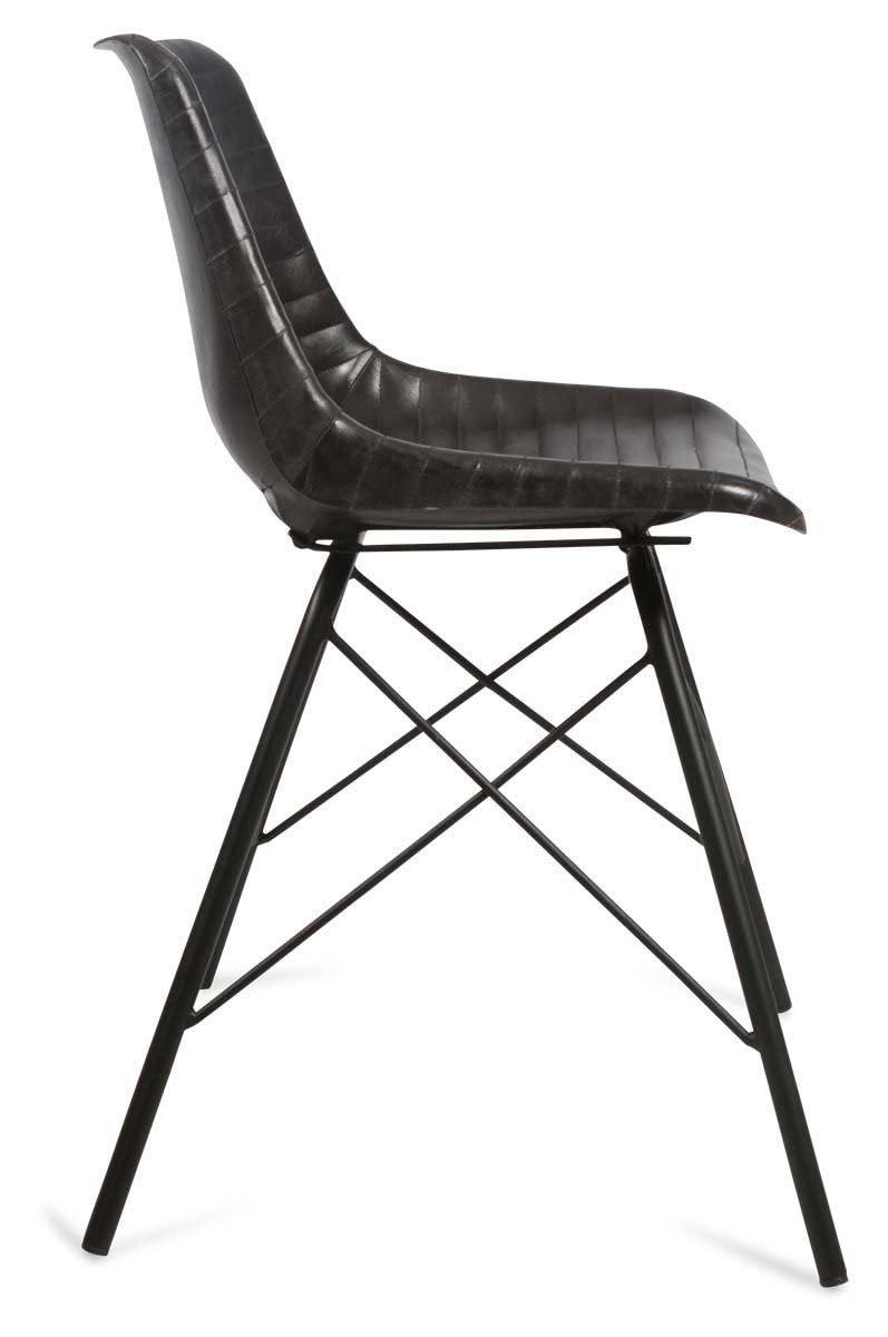 Capri Leather Dining Chair with Iron Legs-abc