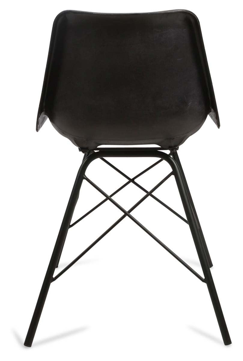 Capri Leather Dining Chair with Iron Legs-abc