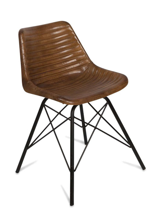 Capri Leather Dining Chair with Iron Legs-abc