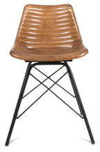 Capri Leather Dining Chair with Iron Legs-abc