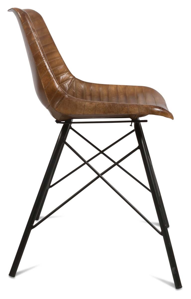 Capri Leather Dining Chair with Iron Legs-abc