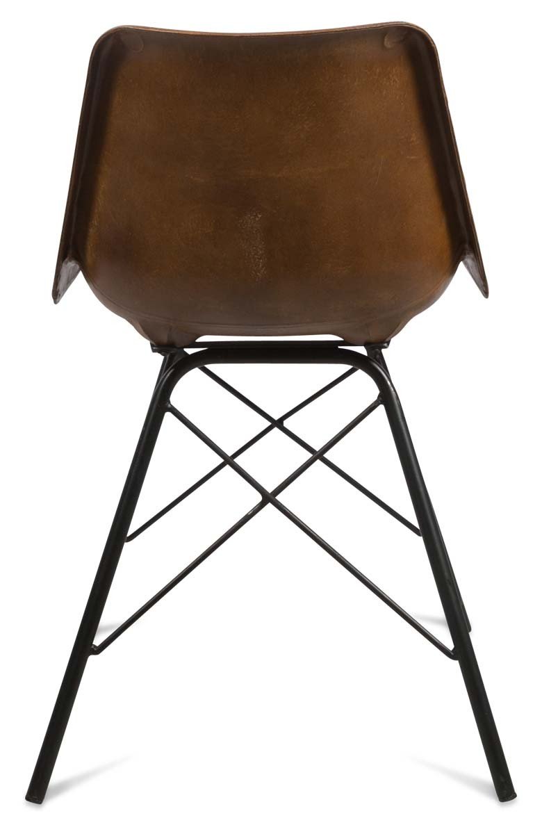 Capri Leather Dining Chair with Iron Legs-abc