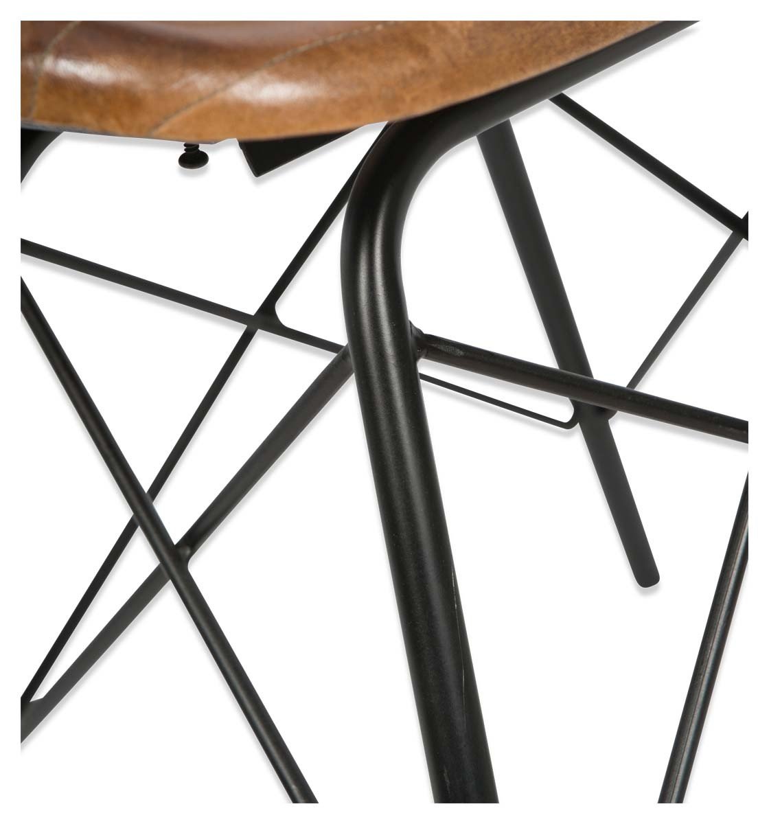 Capri Leather Dining Chair with Iron Legs-abc