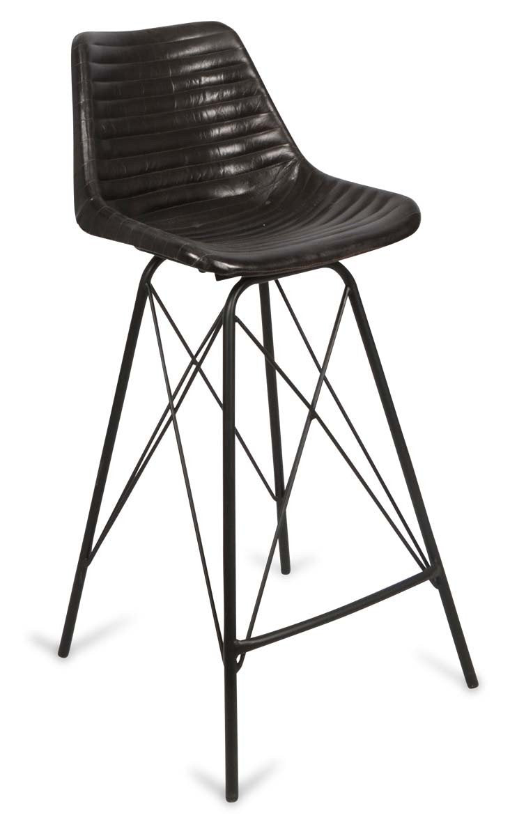 Capri Leather Bar Stoolwith Iron Legs-abc
