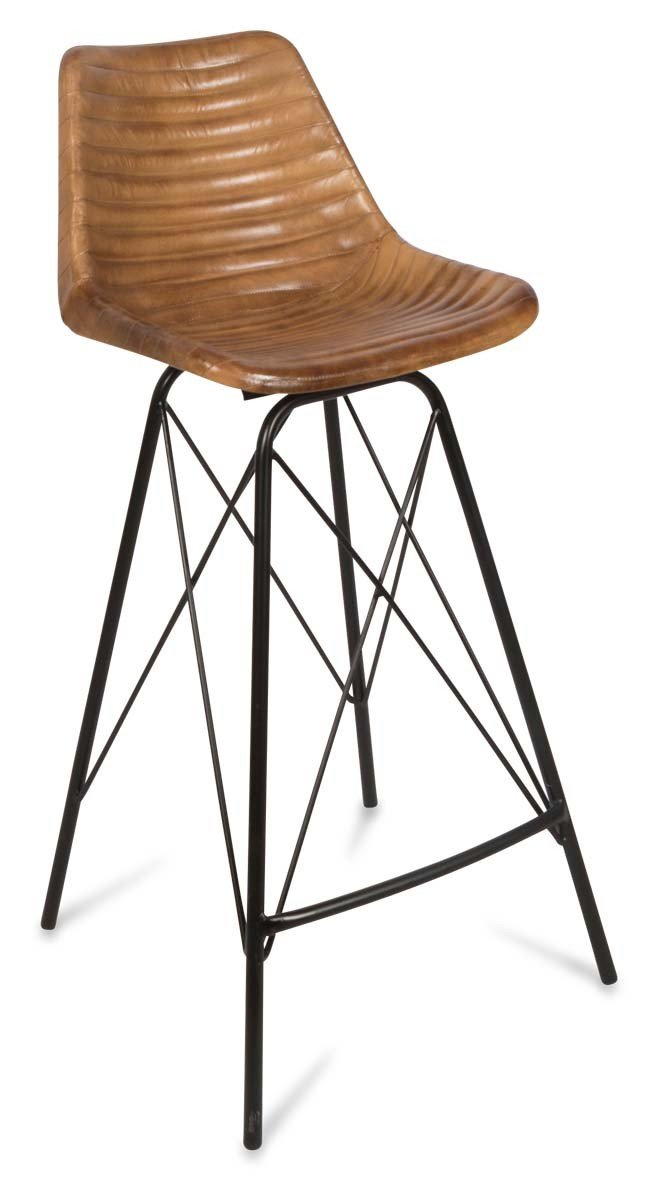 Capri Leather Bar Stoolwith Iron Legs-abc