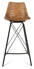 Capri Leather Bar Stoolwith Iron Legs-abc