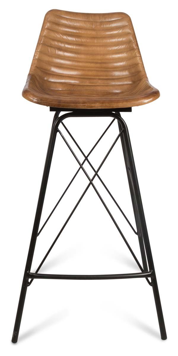 Capri Leather Bar Stoolwith Iron Legs-abc