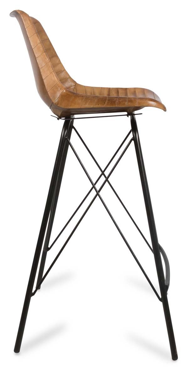 Capri Leather Bar Stoolwith Iron Legs-abc
