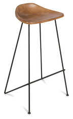 Archie Leather 75cm Bar Stool with Iron Legs-abc