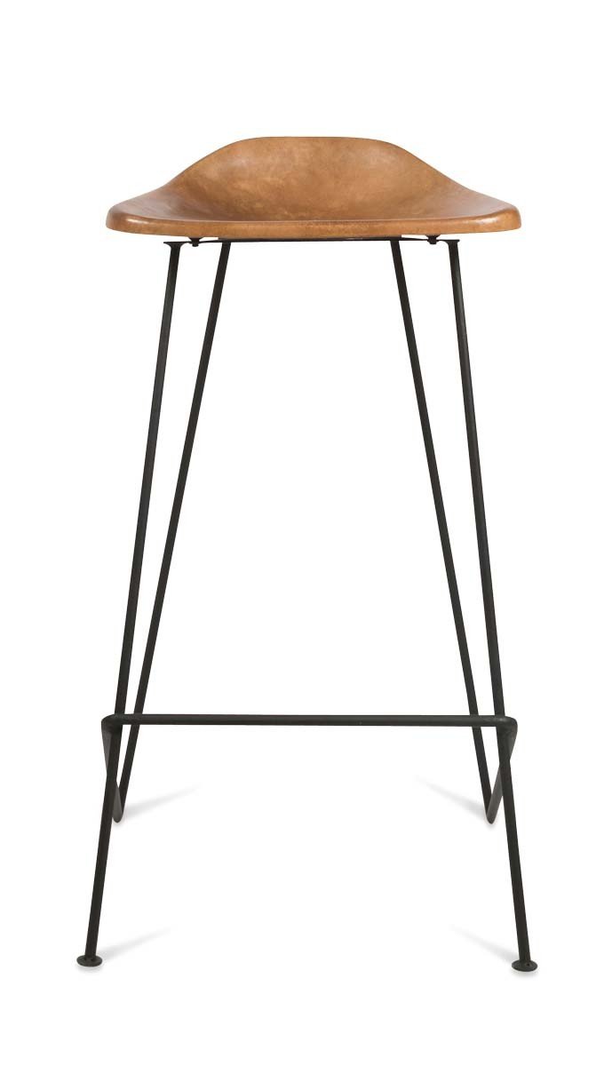 Archie Leather 75cm Bar Stool with Iron Legs-abc