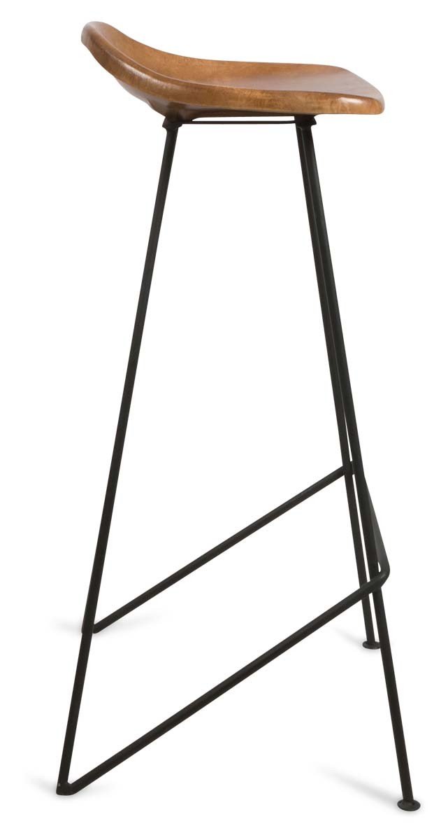 Archie Leather 75cm Bar Stool with Iron Legs-abc