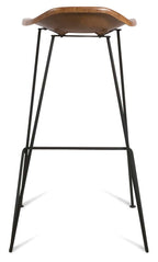 Archie Leather 75cm Bar Stool with Iron Legs-abc