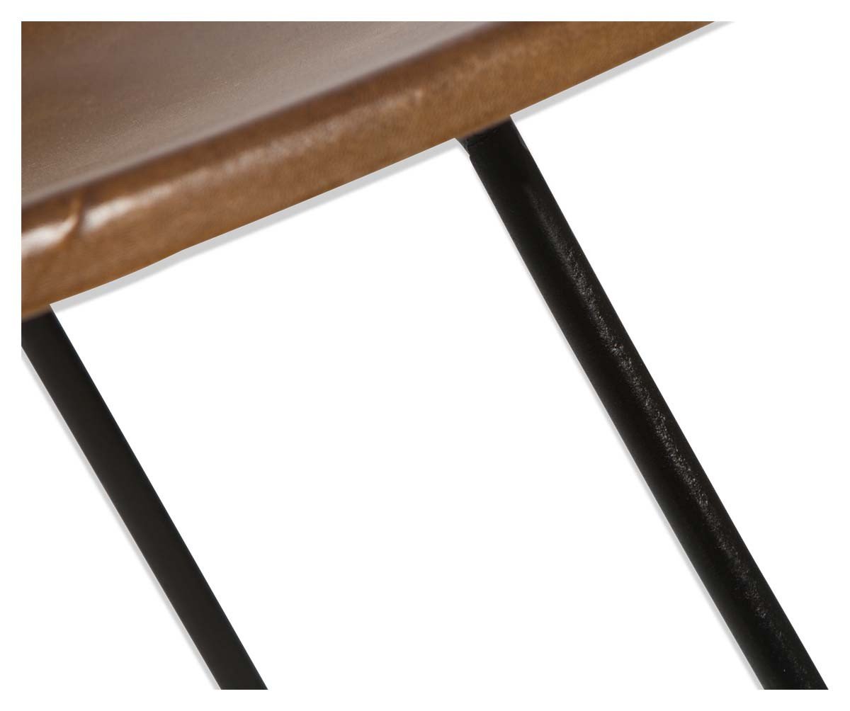 Archie Leather 75cm Bar Stool with Iron Legs-abc