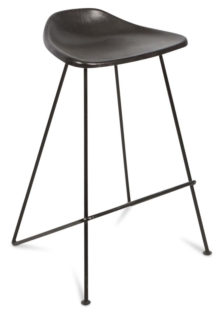 Archie Leather 75cm Bar Stool with Iron Legs-abc