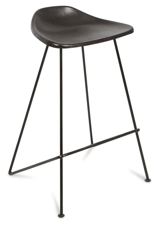 Archie Leather 75cm Bar Stool with Iron Legs-abc