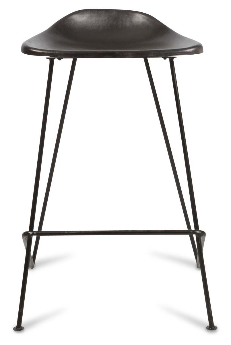 Archie Leather 75cm Bar Stool with Iron Legs-abc