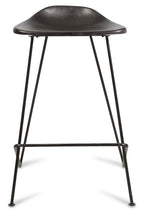 Archie Leather 75cm Bar Stool with Iron Legs-abc
