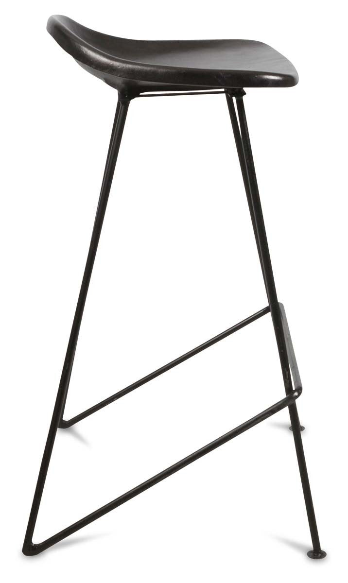 Archie Leather 75cm Bar Stool with Iron Legs-abc