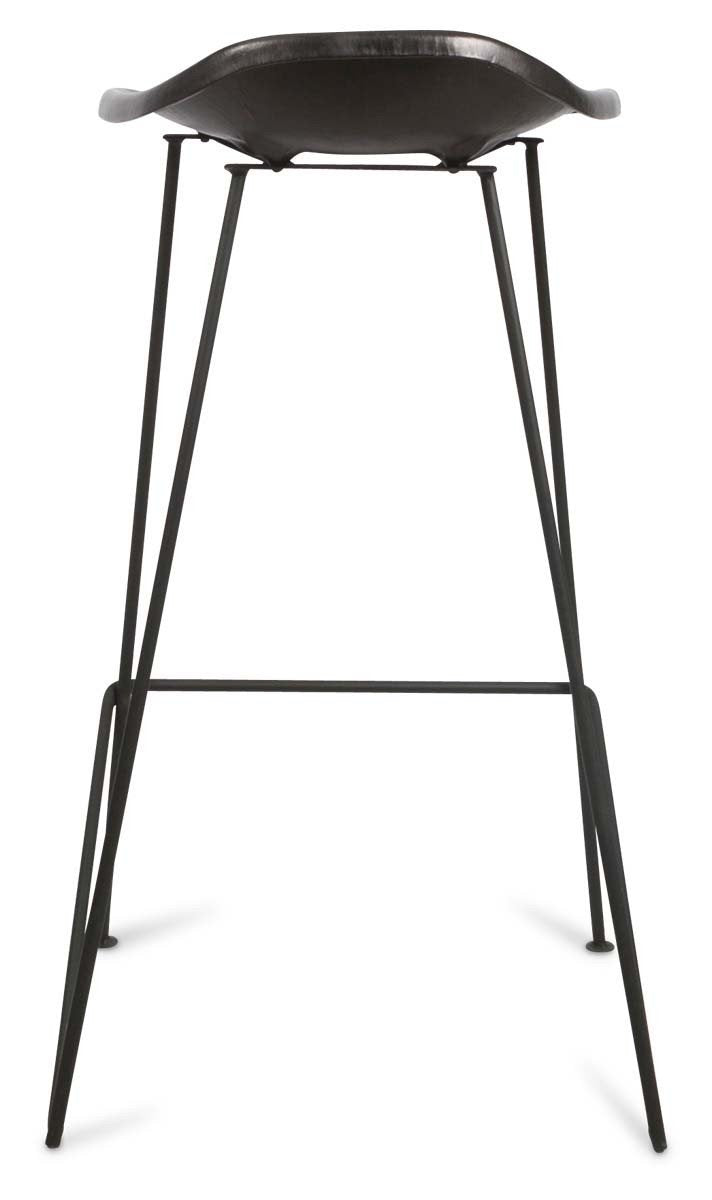 Archie Leather 75cm Bar Stool with Iron Legs-abc