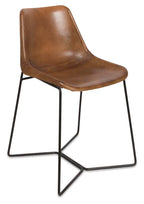 Elm Leather Dining Chair on Iron Frame-abc