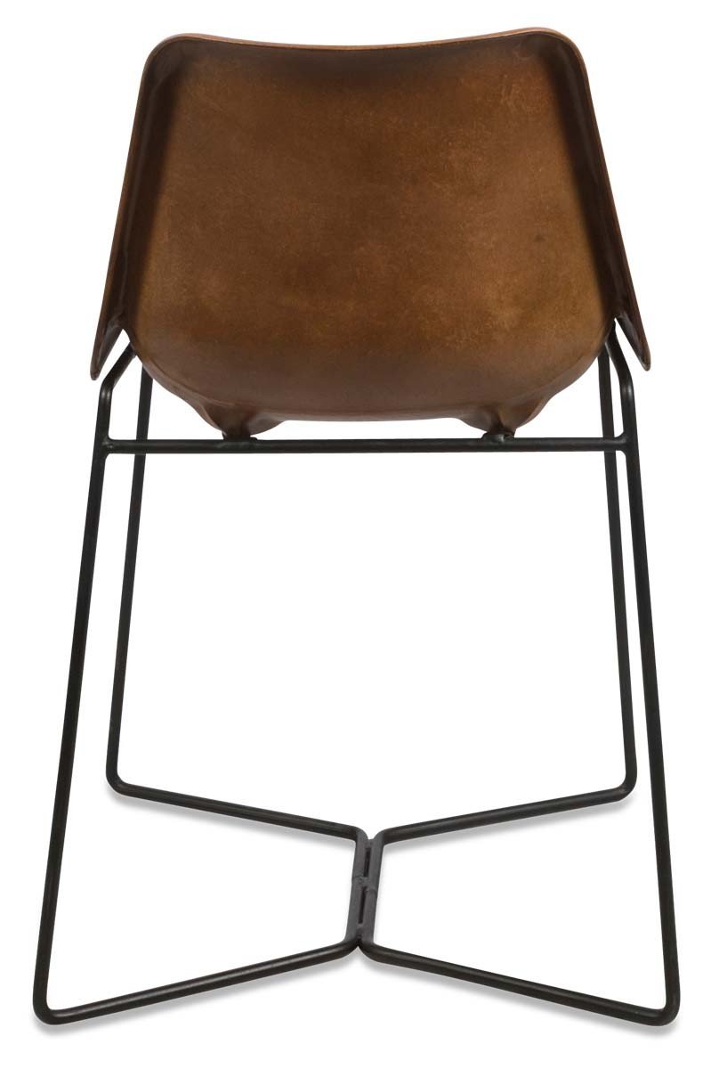 Elm Leather Dining Chair on Iron Frame-abc