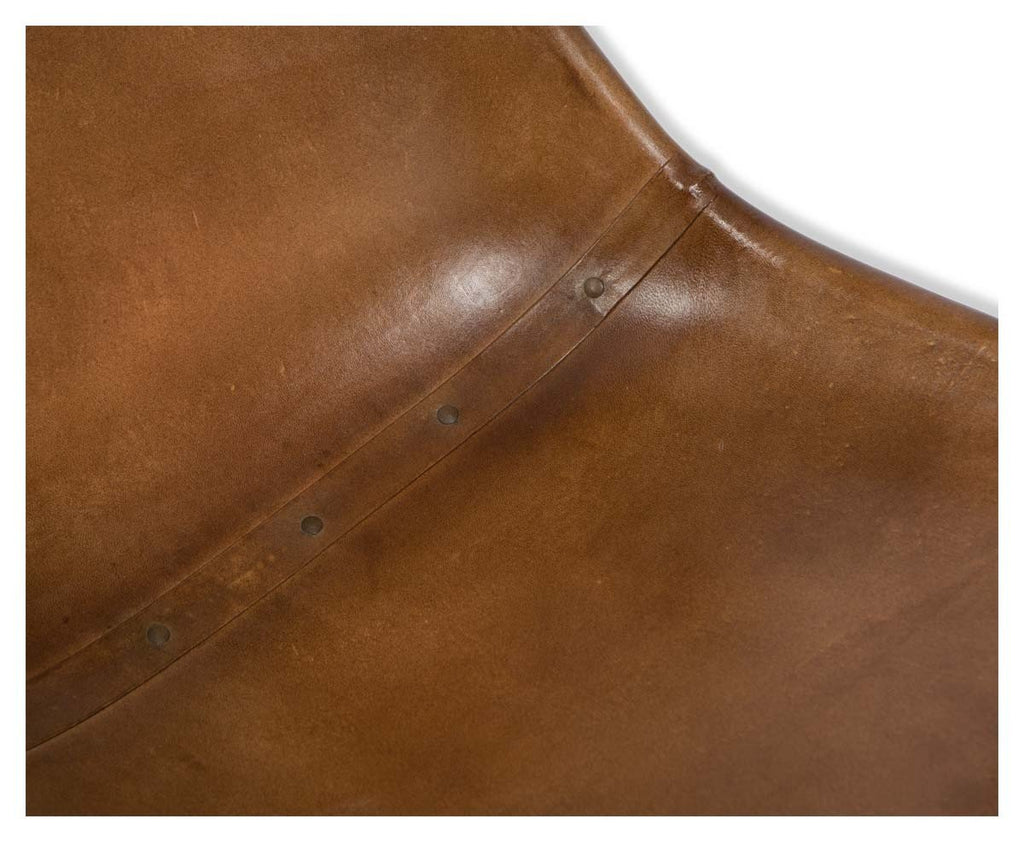 Elm Leather Dining Chair on Iron Frame-abc