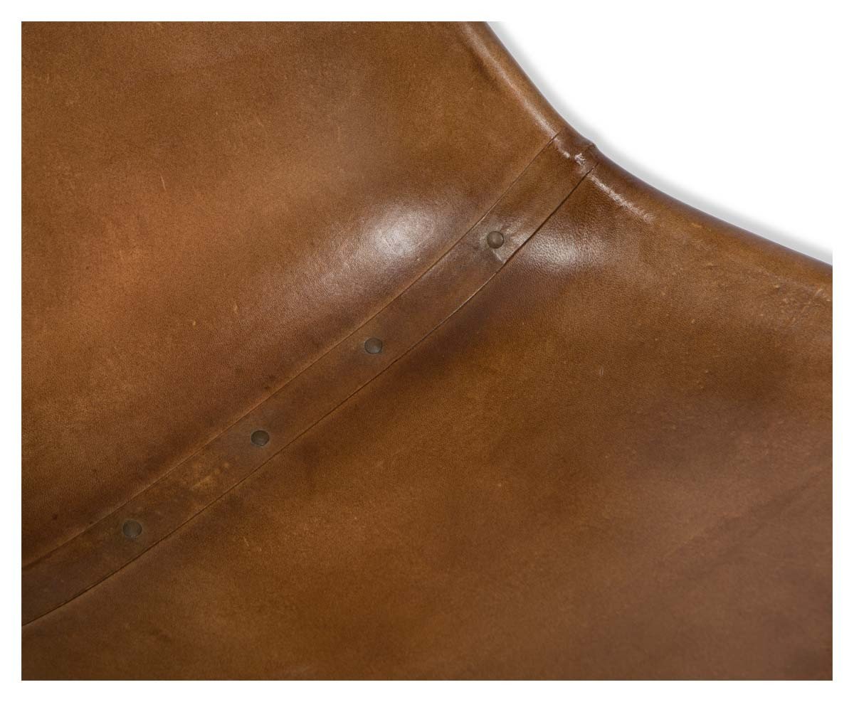 Elm Leather Dining Chair on Iron Frame-abc