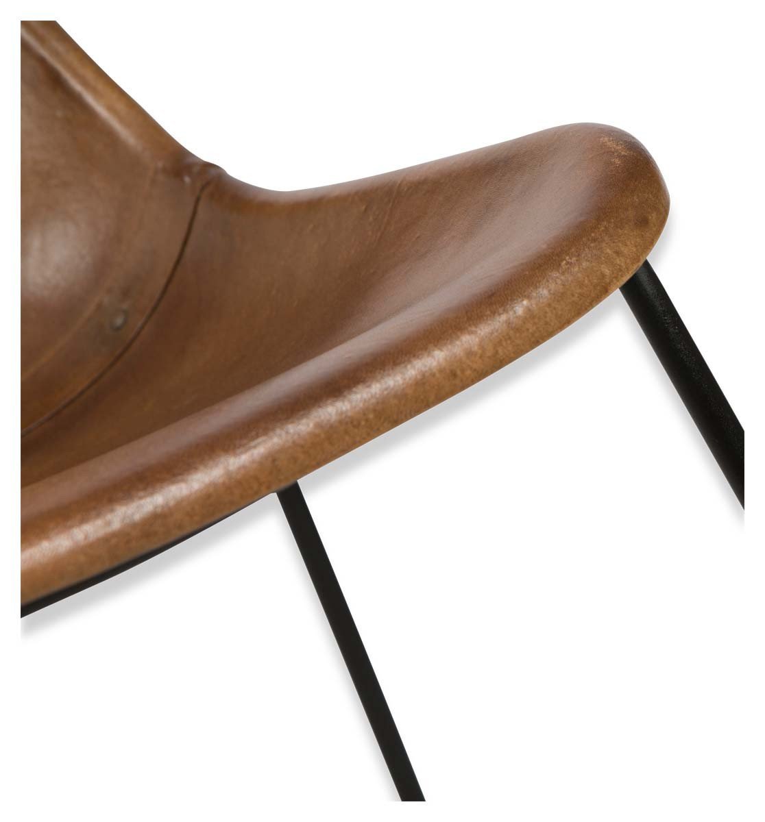 Elm Leather Dining Chair on Iron Frame-abc