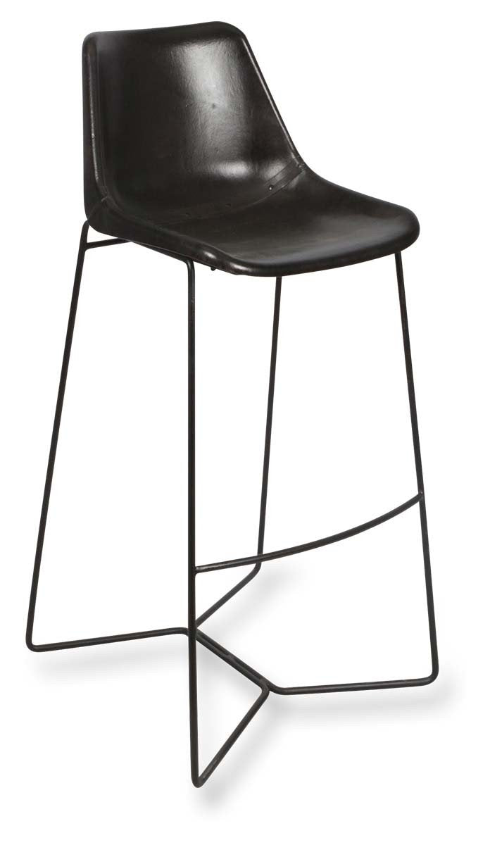 Elm Leather Bar Stool with Iron Legs-abc
