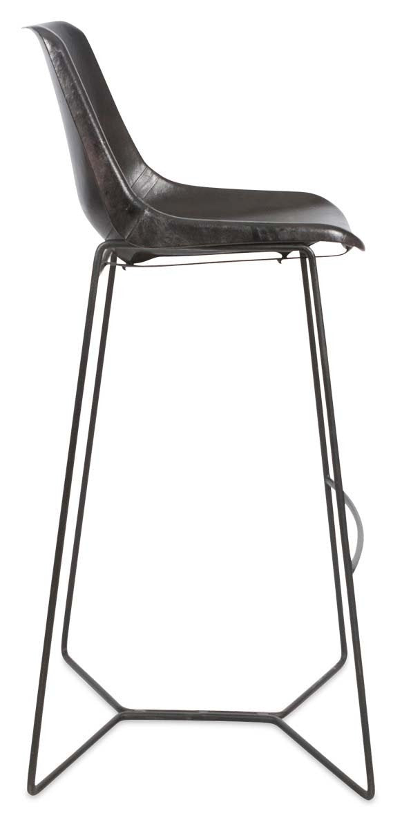 Elm Leather Bar Stool with Iron Legs-abc