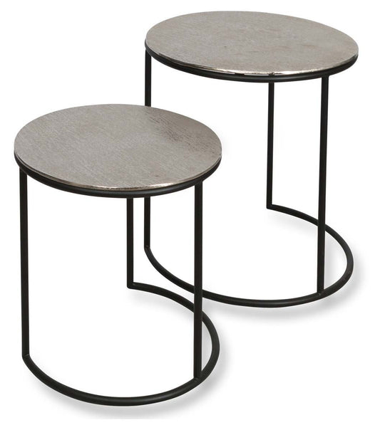 Bromley Aluminium Set of Two Round Nesting Tables-abc