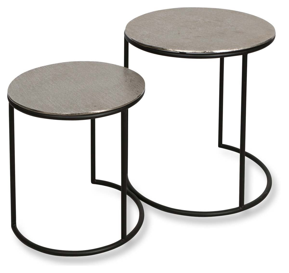 Bromley Aluminium Set of Two Round Nesting Tables-abc