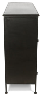 Metal Sideboard with 2 Glass Doors and 2 Drawers with Metal internal Shelf-abc