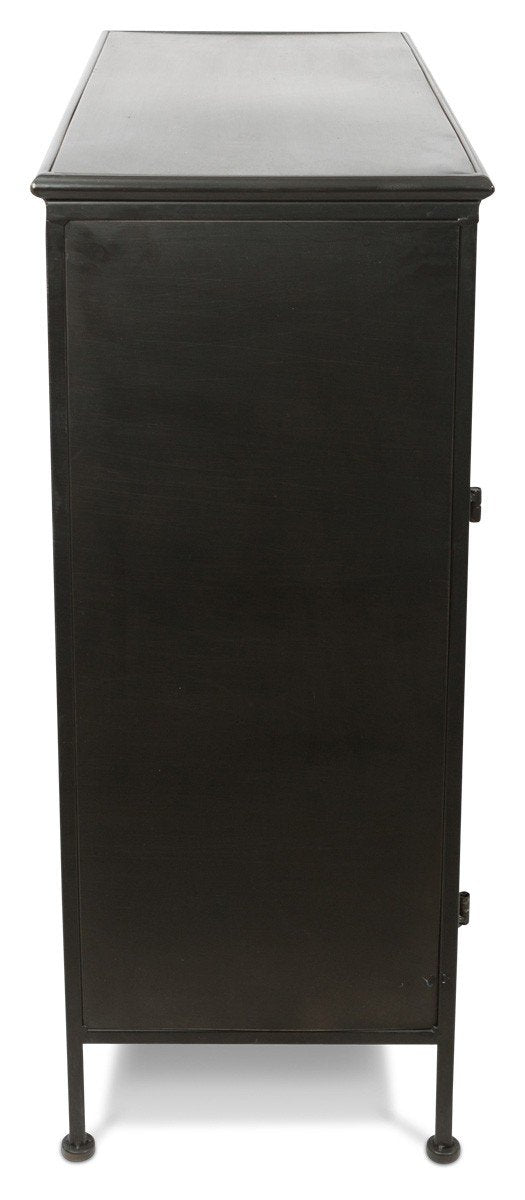 Metal Sideboard with 2 Glass Doors and 2 Drawers with Metal internal Shelf-abc