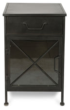 Metal Bedside Table with Single Drawer and 1 Glass Door and Metal Internal Shelf-abc