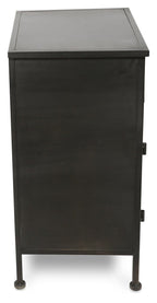 Metal Bedside Table with Single Drawer and 1 Glass Door and Metal Internal Shelf-abc